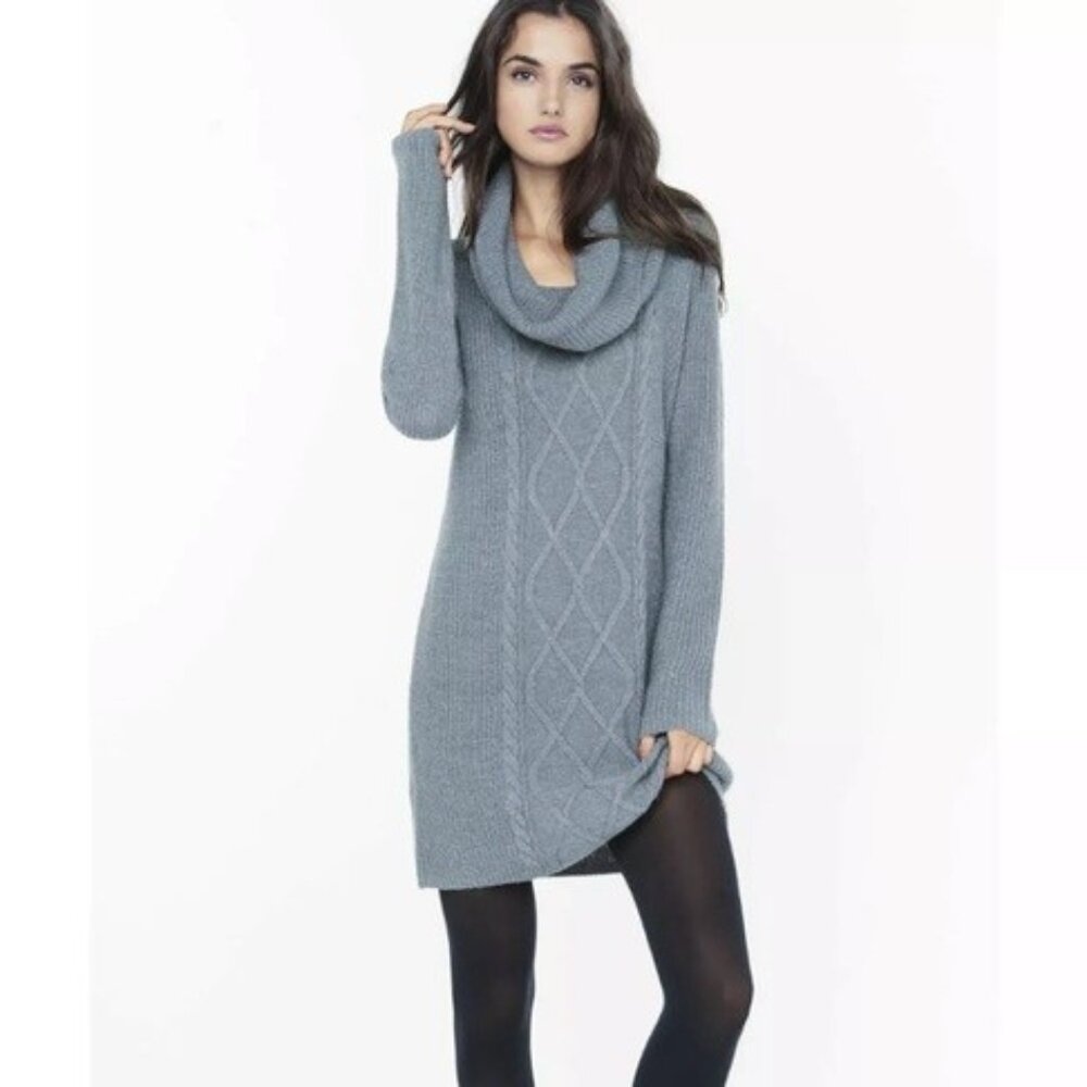 Express Cable Knit Sweater Dress Grey Sz. L